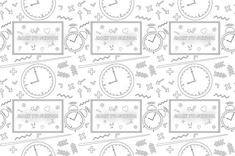 Back to School Pattern Coloring Page for Kids Stock Illustration