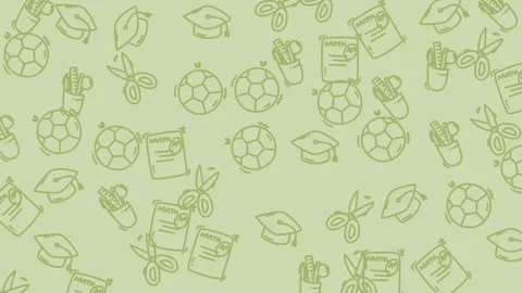 Back to School Pattern Design with Education and Sports Icons. Stock Footage 321855060