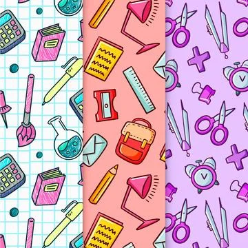 Back to school pattern pack Illustrazione stock