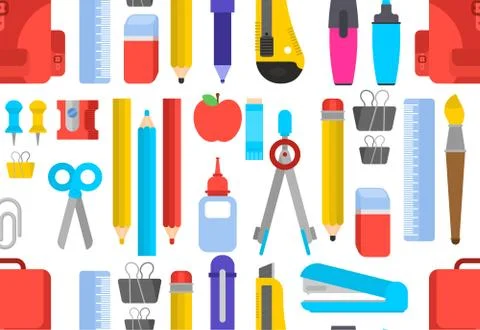 Back to school pattern seamless. Study supplies background. School texture. B Stockillustratie