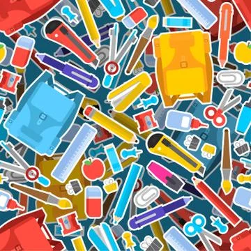 Back to school pattern seamless. Study supplies background. School texture. B Stockillustratie