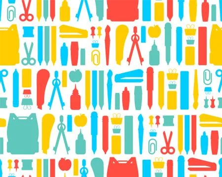 Back to school pattern seamless. Study supplies background. School texture. B Stock Illustration