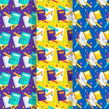 Back to school pattern set Stockillustratie