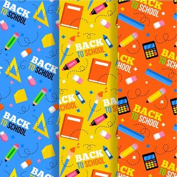 Back to school pattern set theme 스톡 일러스트