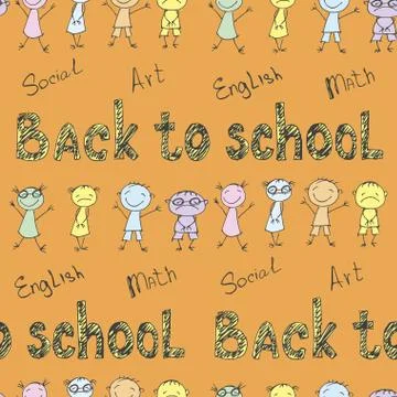 Back to school - pen sketch seamless background. Stock Illustration