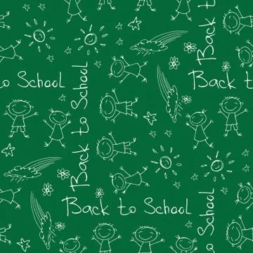 Back to school - pen sketch seamless background Stock Illustration