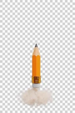 Back to school. Pencil launch with smoke like a rocket. Stock Illustration