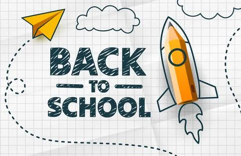 Back to school, pencil shaped rocket. Vector illustration Stock Illustration