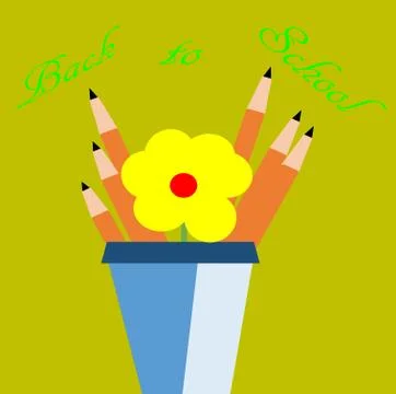 Back to school pencils in cup Stock Illustration