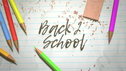 Back To School with pencils on paper Видео 197491226