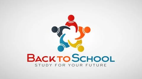 Back to school People Group. Vector Logo Stock Illustration