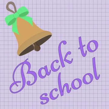 Back to school on a piece of notebook paper with a bell Stock Illustration