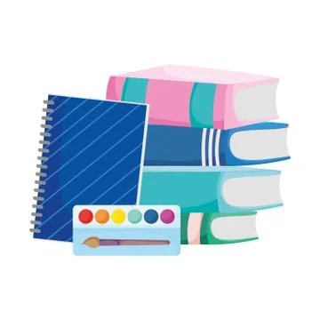 Back to school pile books notebook and palette color Stock Illustration