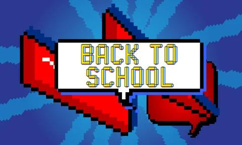 Back to School pixelated word with geometric graphic background. Vector car.. Illustrazione stock