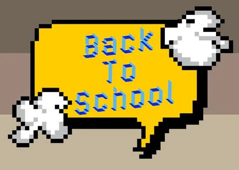 Back to School pixelated word with geometric graphic background. Vector car.. Stock Illustration