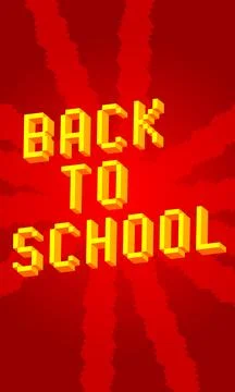 Back to School pixelated word with geometric graphic background. Vector car.. Stock Illustration