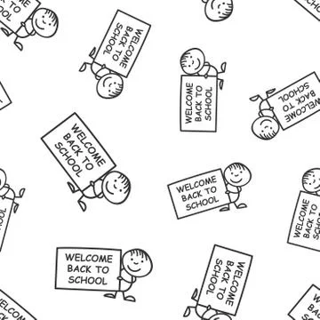 Back to school placard in hands seamless pattern background. Business concept 스톡 일러스트