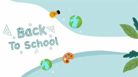 Back to school with planet and leaves elements Stock Footage 312003314