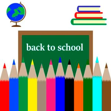Back to school postcard school board Stock Illustration