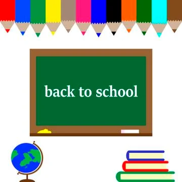 Back to school postcard school board Stock Illustration