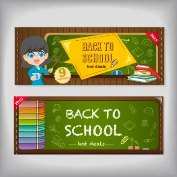 Back to school poster and banner design Stock Illustration
