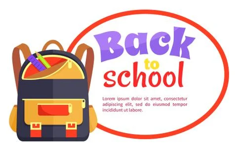 Back to School Poster with Backpack for Child Icon Stock Illustration