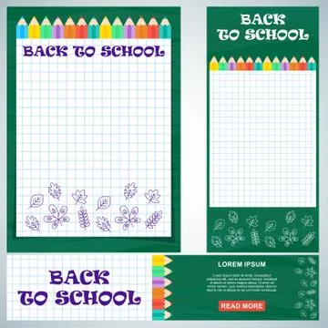 Back to school poster banners set Stock Illustration