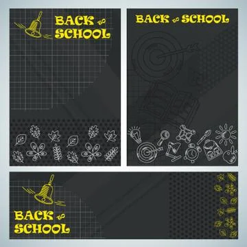 Back to school poster banners set black Stock-Illustration