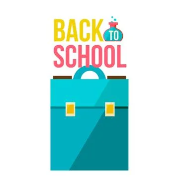 Back to school poster with briefcase Illustration
