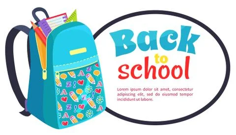 Back to School Poster with Fashionable Backpack Stock Illustration