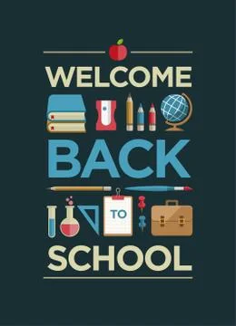 Back to school poster Illustrazione stock