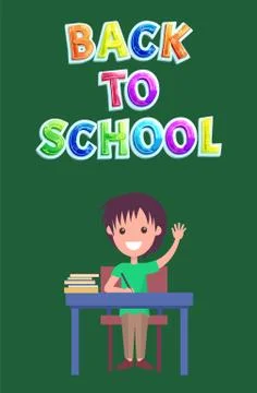 Back to School Poster with Kid Vector Illustration 스톡 일러스트