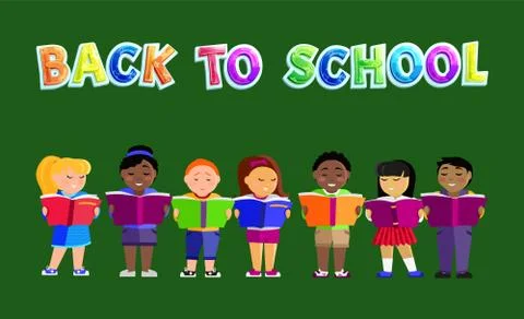 Back to School Poster Kids Vector Illustration 스톡 일러스트