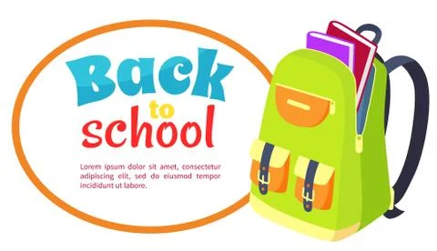 Back to School Poster with Open Schoolbag, Books Illustration