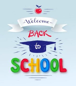 Back to School poster with plasticine letters Stock Illustration