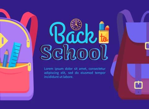 Back to School Poster with Schoolchild Rucksack Stock Illustration