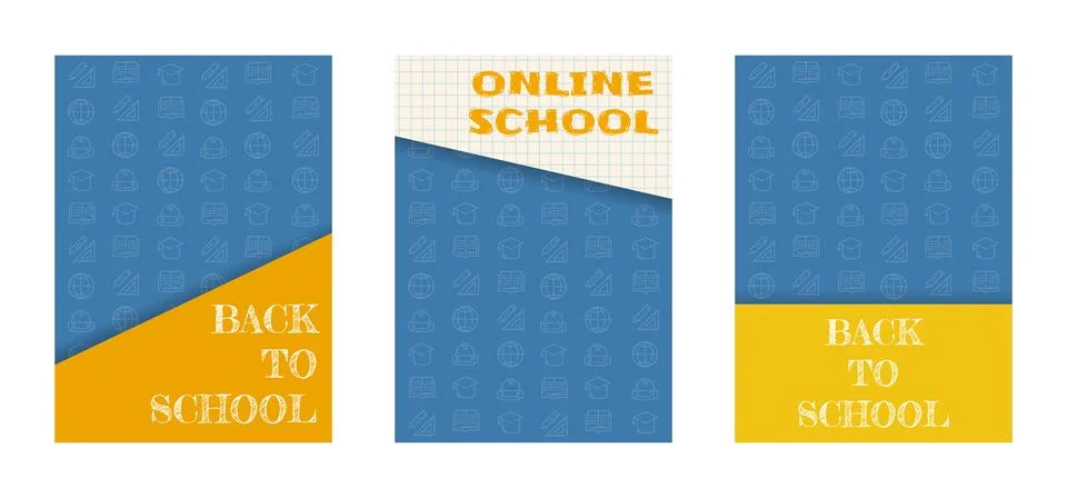 Back to school poster set. School icons pattern. Vector illustration concept Stock Illustration