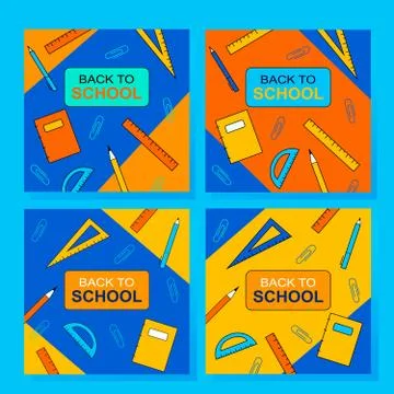 Back to school poster set. Trending school design with social media school Stock Illustration