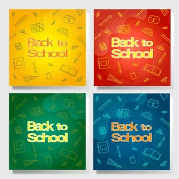 Back to school poster set. Trending school design with social media school Stock Illustration