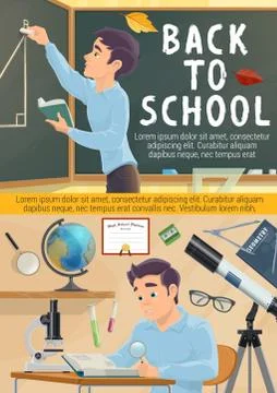 Back to school poster. Student in geometry class Stock Illustration