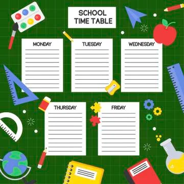 Back to school poster template, School time table Stock Illustration