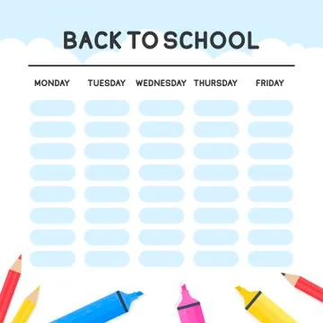 Back to school poster template, School time table Stock Illustration