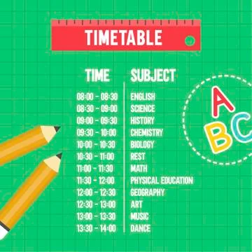 Back to school poster template, School time table Stock Illustration
