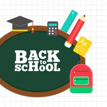 Back to school poster template vector illustration Ilustración de archivo