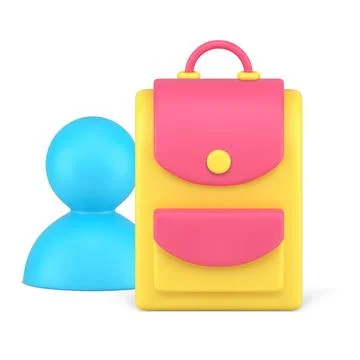 Back to school pupil person with backpack college university studying 3d icon Illustrazione stock
