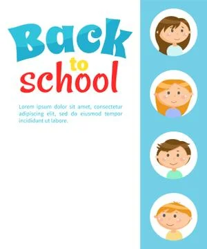 Back to School Pupils Classmates at Poster Text 库存插图