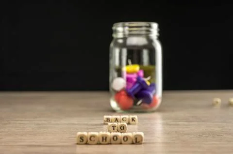 Back to school with push pins Stock Photos