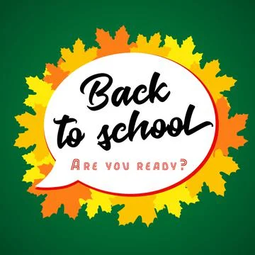 Back to school quote in bubble on orange maple leaves Stock Illustration