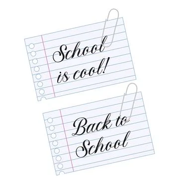 Back to school quote on piece of paper. Vector illustration. Stock Illustration