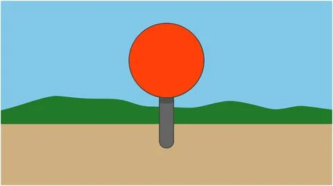 Back to School Red circular sign post concept illustration on field with si.. Stock Illustration